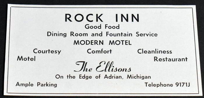 Rock Inn Motel & Restaurant - Print Ad